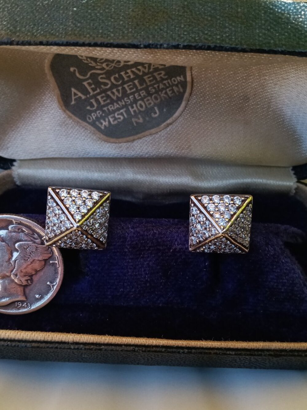 Sterling Pyramid Pave Stone Studs